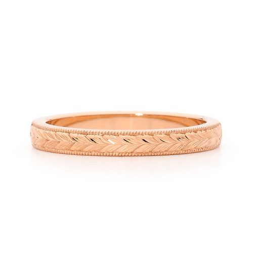 Hand Engraved Wheat Band - Yellow Gold - Image 3