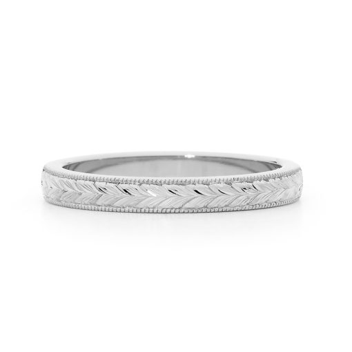 Hand Engraved Wheat Band - Yellow Gold - Image 2