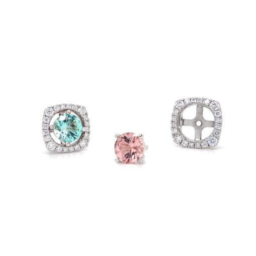 Tourmaline Studs with Diamond Jackets