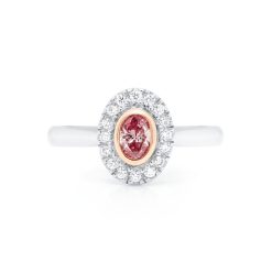Pink and White Diamond Oval Halo Ring