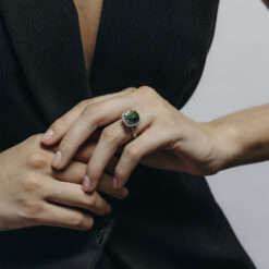 Green Tourmaline and Diamond Ring