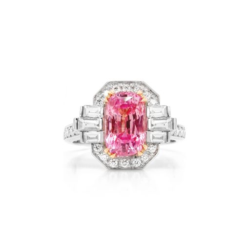 Padparadscha Sapphire and Diamond Ring - Image 2