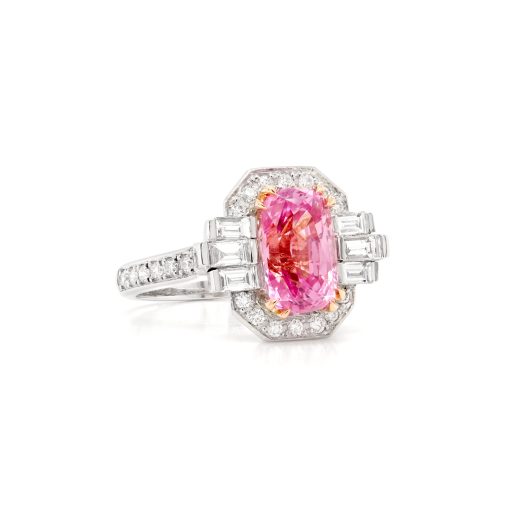 Padparadscha Sapphire and Diamond Ring - Image 3