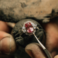 Padparadscha Sapphire and Diamond Ring