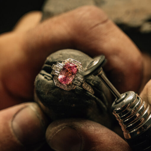Padparadscha Sapphire and Diamond Ring - Image 4