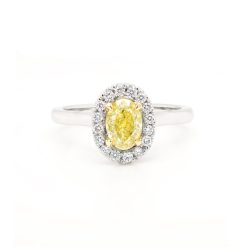 Oval Cut Yellow Diamond Halo Ring