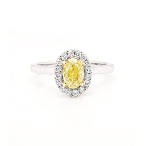 Oval Cut Yellow Diamond Halo Ring