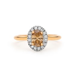 Oval Champagne Diamond Halo Ring