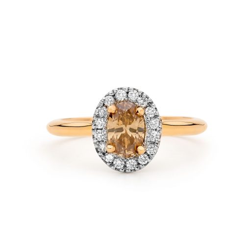 Oval Champagne Diamond Halo Ring