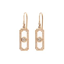 Art Deco Argyle Champagne Diamond Earrings