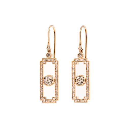 Art Deco Argyle Champagne Diamond Earrings