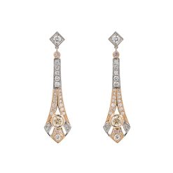 Art Deco Argyle Champagne and Pink Diamond Drop Earrings