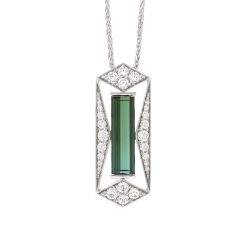 Geometric Tourmaline and Diamond Pendant