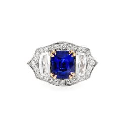 Horizontal Sapphire Halo Ring
