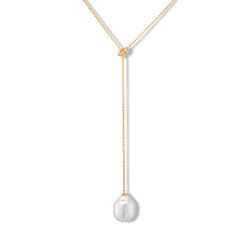 Australian South Sea Pearl & Champagne Diamond Lariat Necklace