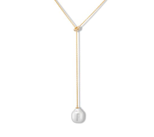 Australian South Sea Pearl & Champagne Diamond Lariat Necklace