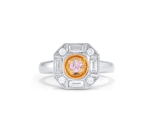 Argyle Pink Diamond Octagon Shape Halo Ring