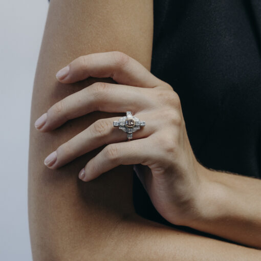 Argyle Pink Champagne Art Deco Ring - Image 2