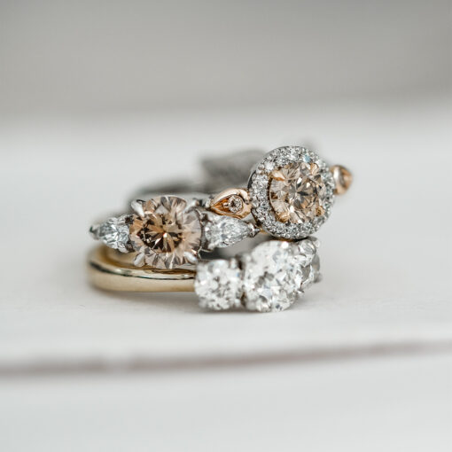 Argyle Champagne Diamond Round Brilliant Cut Engagement Ring - Image 2