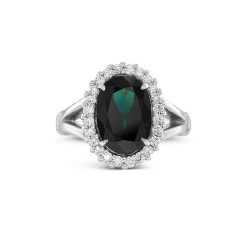 Australian Sapphire and Diamond Halo Ring