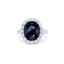 Australian Sapphire & Diamond Halo Ring