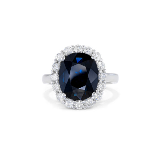 Australian Sapphire & Diamond Halo Ring
