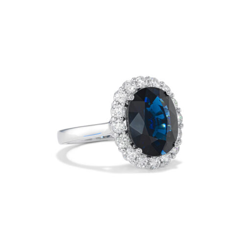 Australian Sapphire & Diamond Halo Ring - Image 4