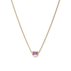 Pink Sapphire & Baguette Diamond Pendant