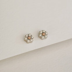 Pink & White Diamond Cluster Earrings