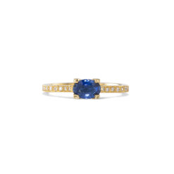 Yellow Gold Sapphire and Diamond Ring