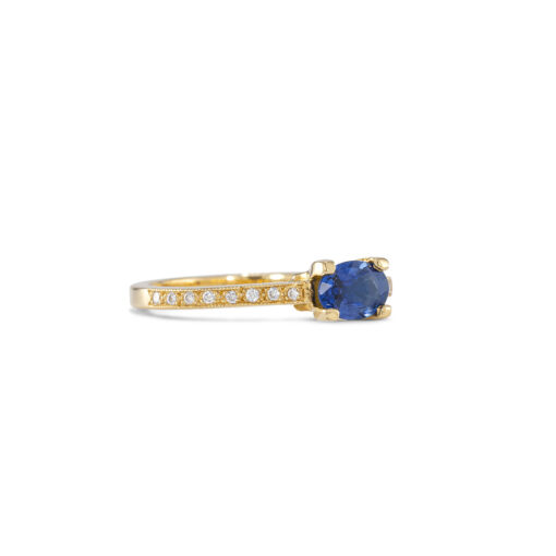 Yellow Gold Sapphire and Diamond Ring - Image 3