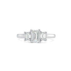 Platinum Emerald Cut Three Stone Ring