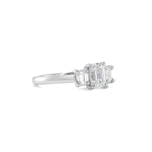 Platinum Emerald Cut Three Stone Ring - Image 4