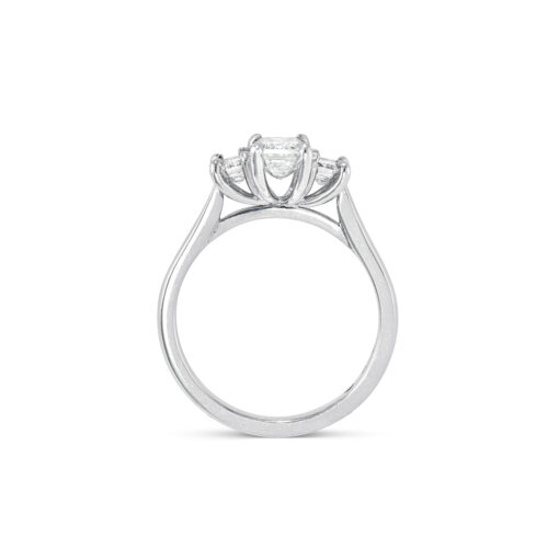 Platinum Emerald Cut Three Stone Ring - Image 3