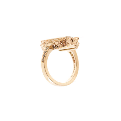 Art Deco Argyle Champagne Diamond Trilogy Ring - Image 3