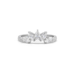 Platinum Fan Shape Diamond Wedding Band