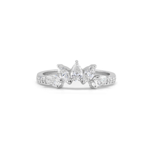 Platinum Fan Shape Diamond Wedding Band