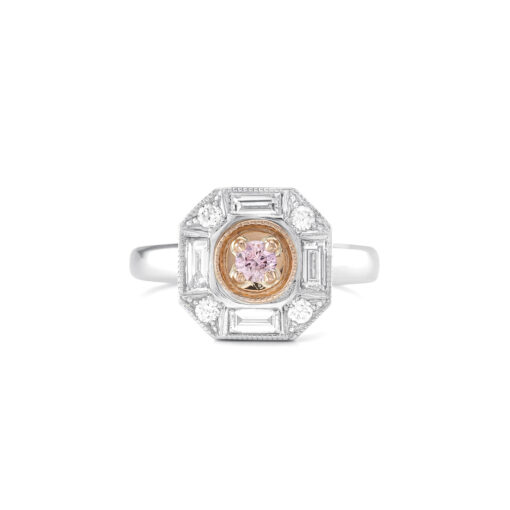 Argyle Pink Diamond Octagon Shape Halo Ring - Image 3