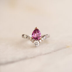 V Shape Pink Sapphire and Diamond Ring
