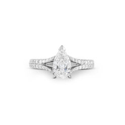 Pear Cut Diamond Engagement Ring with Pink Diamond detail