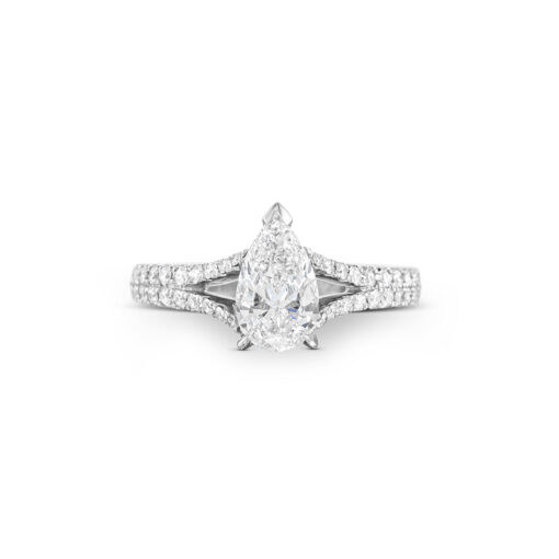 Pear Cut Diamond Engagement Ring with Pink Diamond detail