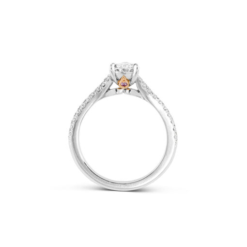 Pear Cut Diamond Engagement Ring with Pink Diamond detail - Image 2