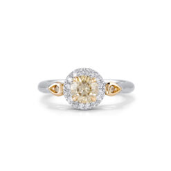 Argyle Champagne Diamond Round Brilliant Cut Engagement Ring