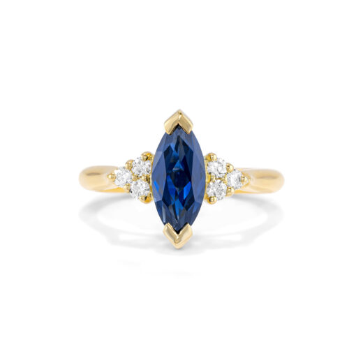 Marquise Sapphire and Diamond Engagement Ring - Image 4