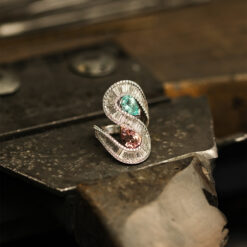 Platinum Paraiba, Tourmaline and Diamond Dress Ring