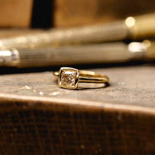 Argyle Champagne Diamond Bezel Set Ring